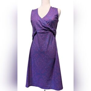PrANa Sleeveless Empire Waist Wrap Summer Dress Mandala Tattoo Print -L-